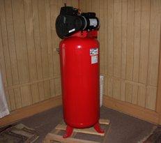 Husky air compressor for sand blasting.