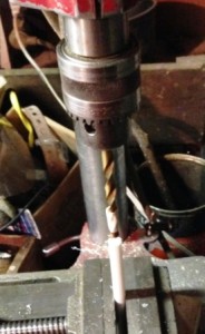 Drilling the holder hole.