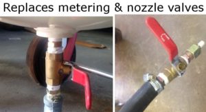 Sandblaster valve replacement for metering and nozzle.