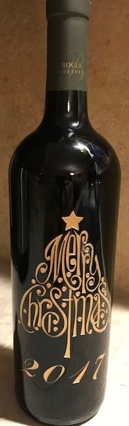 merry christmas etched wine bottle