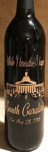 south carolina etched wine bottle